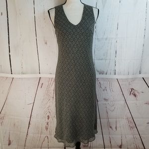 Ann Taylor Shift Dress Sz 6 Black Beige Silk